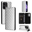 For OPPO Reno13 5G Cubic Grid Texture Flip Leather Phone Case(Silver) - 1