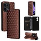 For OPPO Reno13 5G Cubic Grid Texture Flip Leather Phone Case(Brown) - 1