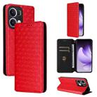 For OPPO Reno13 Pro 5G Cubic Grid Texture Flip Leather Phone Case(Red) - 1