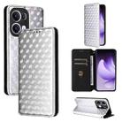For OPPO Reno13 Pro 5G Cubic Grid Texture Flip Leather Phone Case(Silver) - 1
