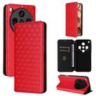 For OPPO Find X8 Ultra 5G Cubic Grid Texture Flip Leather Phone Case(Red) - 1