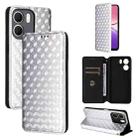 For OPPO A5x 5G / 4G Global Cubic Grid Texture Flip Leather Phone Case(Silver) - 1