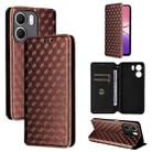 For OPPO A5x 5G / 4G Global Cubic Grid Texture Flip Leather Phone Case(Brown) - 1
