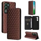 For OPPO A5 5G / 4G Global / A5M Cubic Grid Texture Flip Leather Phone Case(Brown) - 1