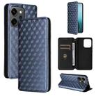 For OPPO Reno14 Pro Global Cubic Grid Texture Flip Leather Phone Case(Blue) - 1