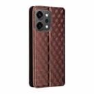 For OPPO Reno14 Global Cubic Grid Texture Flip Leather Phone Case(Brown) - 3