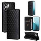 For OPPO Reno14 F 5G Cubic Grid Texture Flip Leather Phone Case(Black) - 1