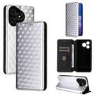 For Ulefone Note 19 Cubic Grid Texture Flip Leather Phone Case(Silver) - 1