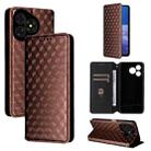 For Ulefone Note 19 Cubic Grid Texture Flip Leather Phone Case(Brown) - 1
