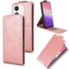 For OPPO A5x 5G / 4G Global Magnetic Vertical Flip Leather Phone Case with Buckle(Rose Gold) - 1