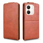 For OPPO A5x 5G / 4G Global Magnetic Vertical Flip Leather Phone Case with Buckle(Brown) - 2
