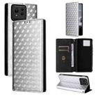 For Asus Zenfone 11 Ultra Cubic Grid Texture Flip Leather Phone Case(Silver) - 1