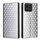 For Asus Zenfone 11 Ultra Cubic Grid Texture Flip Leather Phone Case(Silver) - 2