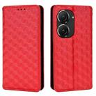 For Asus Zenfone 9 / Zenfone 10 Cubic Grid Texture Flip Leather Phone Case(Red) - 2