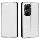 For Asus Zenfone 9 / Zenfone 10 Cubic Grid Texture Flip Leather Phone Case(Silver) - 2