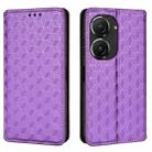 For Asus Zenfone 9 / Zenfone 10 Cubic Grid Texture Flip Leather Phone Case(Purple) - 2