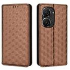 For Asus Zenfone 9 / Zenfone 10 Cubic Grid Texture Flip Leather Phone Case(Brown) - 2