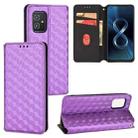 For Asus Zenfone 8 Cubic Grid Texture Flip Leather Phone Case(Purple) - 1