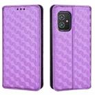 For Asus Zenfone 8 Cubic Grid Texture Flip Leather Phone Case(Purple) - 2