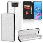 For Asus Zenfone 8 Flip / Zenfone 7 / 7 Pro Cubic Grid Texture Flip Leather Phone Case(Silver) - 1