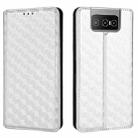 For Asus Zenfone 8 Flip / Zenfone 7 / 7 Pro Cubic Grid Texture Flip Leather Phone Case(Silver) - 2