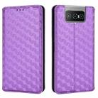 For Asus Zenfone 8 Flip / Zenfone 7 / 7 Pro Cubic Grid Texture Flip Leather Phone Case(Purple) - 2