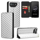 For Asus ROG Phone 7 Cubic Grid Texture Flip Leather Phone Case(Silver) - 1