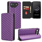 For Asus ROG Phone 7 Cubic Grid Texture Flip Leather Phone Case(Purple) - 1