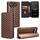 For Asus ROG Phone 7 Cubic Grid Texture Flip Leather Phone Case(Brown) - 1