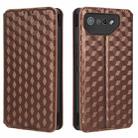 For Asus ROG Phone 7 Cubic Grid Texture Flip Leather Phone Case(Brown) - 2