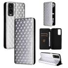 For Cricket Debut S3 Cubic Grid Texture Flip Leather Phone Case(Silver) - 1
