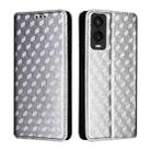 For Cricket Debut S3 Cubic Grid Texture Flip Leather Phone Case(Silver) - 2