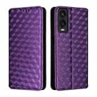 For Cricket Debut S3 Cubic Grid Texture Flip Leather Phone Case(Purple) - 2