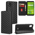 For Cricket Debut Smart Cubic Grid Texture Flip Leather Phone Case(Black) - 1
