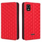 For Cricket Debut Smart Cubic Grid Texture Flip Leather Phone Case(Red) - 2