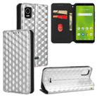 For Cricket Debut Smart Cubic Grid Texture Flip Leather Phone Case(Silver) - 1