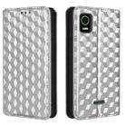 For Cricket Debut Smart Cubic Grid Texture Flip Leather Phone Case(Silver) - 2