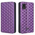 For Cricket Debut Smart Cubic Grid Texture Flip Leather Phone Case(Purple) - 2