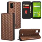 For Cricket Debut Smart Cubic Grid Texture Flip Leather Phone Case(Brown) - 1