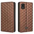 For Cricket Debut Smart Cubic Grid Texture Flip Leather Phone Case(Brown) - 2