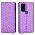For Cricket Dream 5G Cubic Grid Texture Flip Leather Phone Case(Purple) - 2
