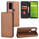 For Cricket Dream 5G Cubic Grid Texture Flip Leather Phone Case(Brown) - 1