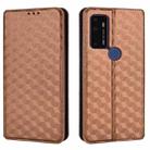 For Cricket Dream 5G Cubic Grid Texture Flip Leather Phone Case(Brown) - 2