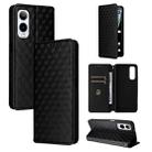 For Cricket Icon 6 Cubic Grid Texture Flip Leather Phone Case(Black) - 1