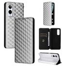 For Cricket Icon 6 Cubic Grid Texture Flip Leather Phone Case(Silver) - 1