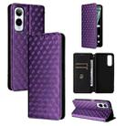 For Cricket Icon 6 Cubic Grid Texture Flip Leather Phone Case(Purple) - 1