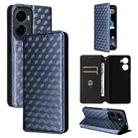For Cricket Magic 2 5G Cubic Grid Texture Flip Leather Phone Case(Blue) - 1