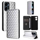 For Cricket Magic 2 5G Cubic Grid Texture Flip Leather Phone Case(Silver) - 1