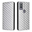 For Cricket Magic 5G Cubic Grid Texture Flip Leather Phone Case(Silver) - 2