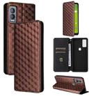 For Cricket Magic 5G Cubic Grid Texture Flip Leather Phone Case(Brown) - 1